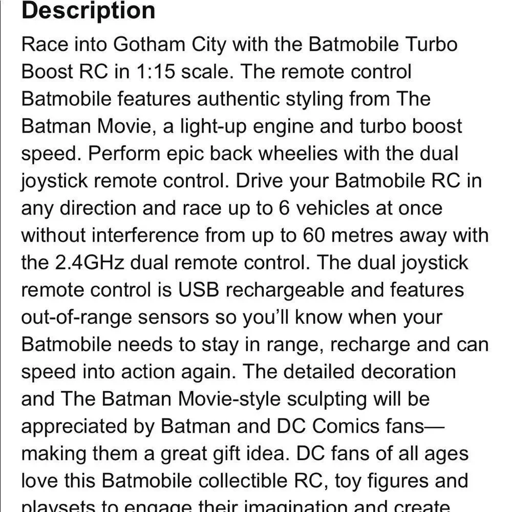 Spin Master Batman Turbo Boost Batmobile‎ DC Wheelie Action Remote Toy